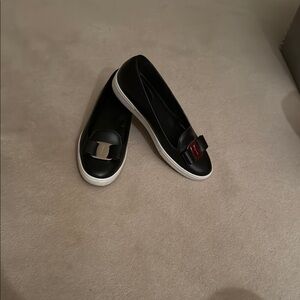 Salvatore Ferragamo Black Women's Loafers with Bow Detail
